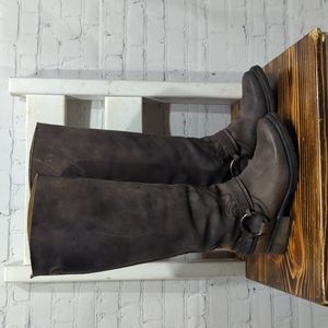 Steve Madden Judgemnt Black Leather Fleur-De-Lis Riding Boots